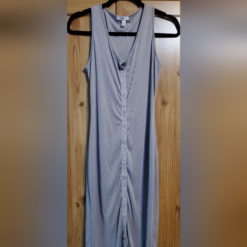 BP Gray Button-Front Maxi Dress